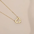 14K Gold Minimalist Heart Necklace, Dangling Gold Love Jewelry