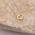 14K Gold Minimalist Heart Necklace, Dangling Gold Love Jewelry