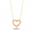 14K Gold Minimalist Heart Necklace, Dangling Gold Love Jewelry