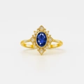 14K Solid Gold Oval Cut Blue Sapphire Ring