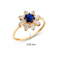 14 Ayar Altın Mavi Safir Baget Yüzük