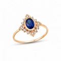 14K Solid Gold Oval Cut Blue Sapphire Ring