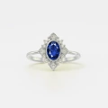 14K Solid Gold Oval Cut Blue Sapphire Ring