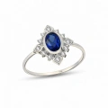 14K Solid Gold Oval Cut Blue Sapphire Ring