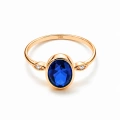 14 Ayar Altın Oval Kesim Safir Yüzük