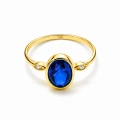 14 Ayar Altın Oval Kesim Safir Yüzük
