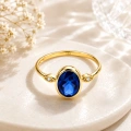 14 Ayar Altın Oval Kesim Safir Yüzük