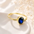 14 Ayar Altın Oval Kesim Safir Yüzük