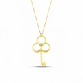 14K Solid Gold Peridot Key Necklace