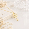 14K Solid Gold Peridot Key Necklace
