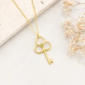 14K Solid Gold Peridot Key Necklace
