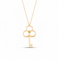 14K Solid Gold Peridot Key Necklace