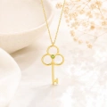14K Solid Gold Peridot Key Necklace