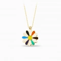 14K Gold Colored Daisy Necklace, Rainbow Flower Necklace, Spring Necklace