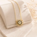 14K Solid Gold Black Onyx Sun Necklace
