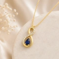 14K Solid Gold Blue Sapphire Infinity Necklace