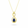 14K Solid Gold Blue Sapphire Infinity Necklace