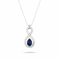 14K Solid Gold Blue Sapphire Infinity Necklace