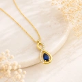 14K Solid Gold Blue Sapphire Infinity Necklace