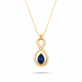 14K Solid Gold Blue Sapphire Infinity Necklace