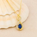 14K Solid Gold Blue Sapphire Infinity Necklace