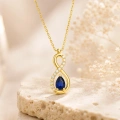 14K Solid Gold Blue Sapphire Infinity Necklace