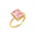 14K Gold Solitaire Pink Topaz Ring, Elegant Birthstone Gift