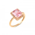 14K Gold Solitaire Pink Topaz Ring, Elegant Birthstone Gift
