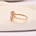 14K Gold Solitaire Pink Topaz Ring, Elegant Birthstone Gift