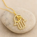 14 Ayar Altın Vav ve Elif Fatıma Eli Kolye