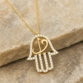 14 Ayar Altın Vav ve Elif Fatıma Eli Kolye
