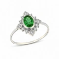 14K Solid Gold Vintage Design Emerald Ring