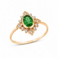 14K Solid Gold Vintage Design Emerald Ring