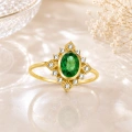 14K Solid Gold Vintage Design Emerald Ring