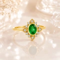 14K Solid Gold Vintage Design Emerald Ring