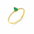 14K Solid Gold Green Emerald Minimal Ring
