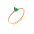 14K Solid Gold Green Emerald Minimal Ring