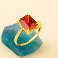 14K Solid Gold Emerald Cut Ruby Ring