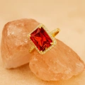 14K Solid Gold Emerald Cut Ruby Ring
