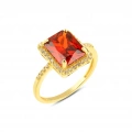 14K Solid Gold Emerald Cut Ruby Ring
