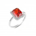 14K Solid Gold Emerald Cut Ruby Ring