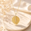 14K Solid Gold Leaf Necklace