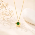 14K Solid Gold Green Emerald Turtle Necklace