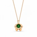 14K Solid Gold Green Emerald Turtle Necklace