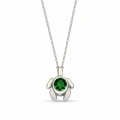 14K Solid Gold Green Emerald Turtle Necklace