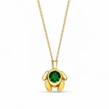 14K Solid Gold Green Emerald Turtle Necklace