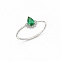 14K Solid Gold Green Emerald Ring