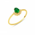 14 Ayar Altın Yeşil Zümrüt Yüzük