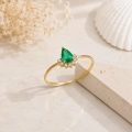 14K Solid Gold Green Emerald Ring
