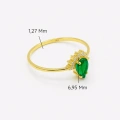 14K Solid Gold Green Emerald Ring